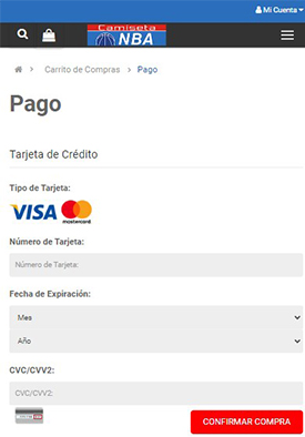 Formulario datos tarjeta de crédito