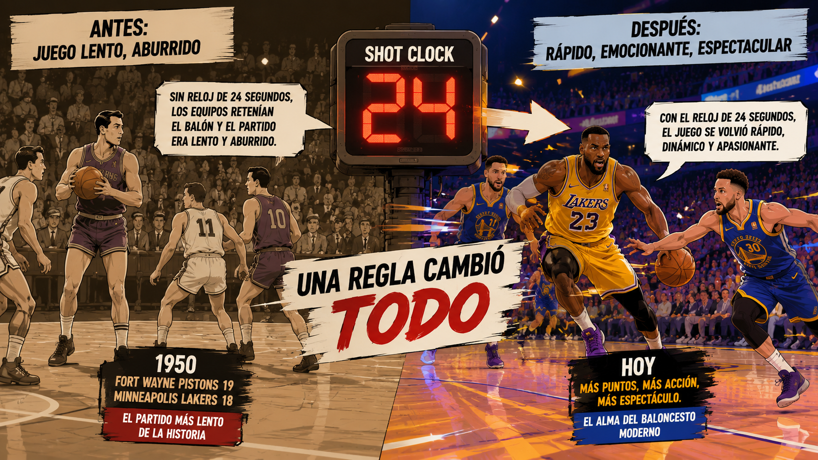 Historia del baloncesto: del juego lento al baloncesto veloz moderno