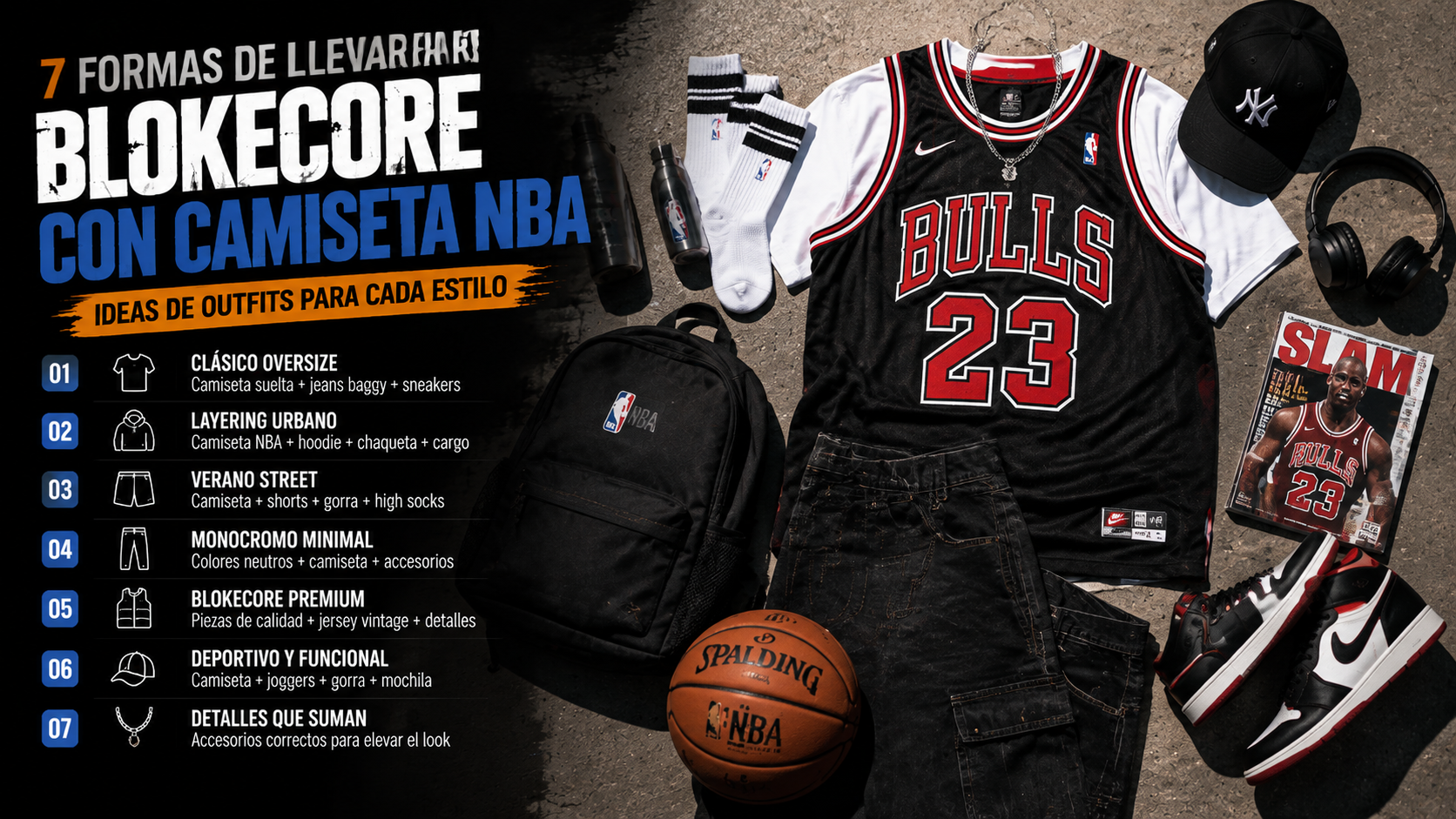 Ideas de combinación Blokecore con camiseta de baloncesto en la calle