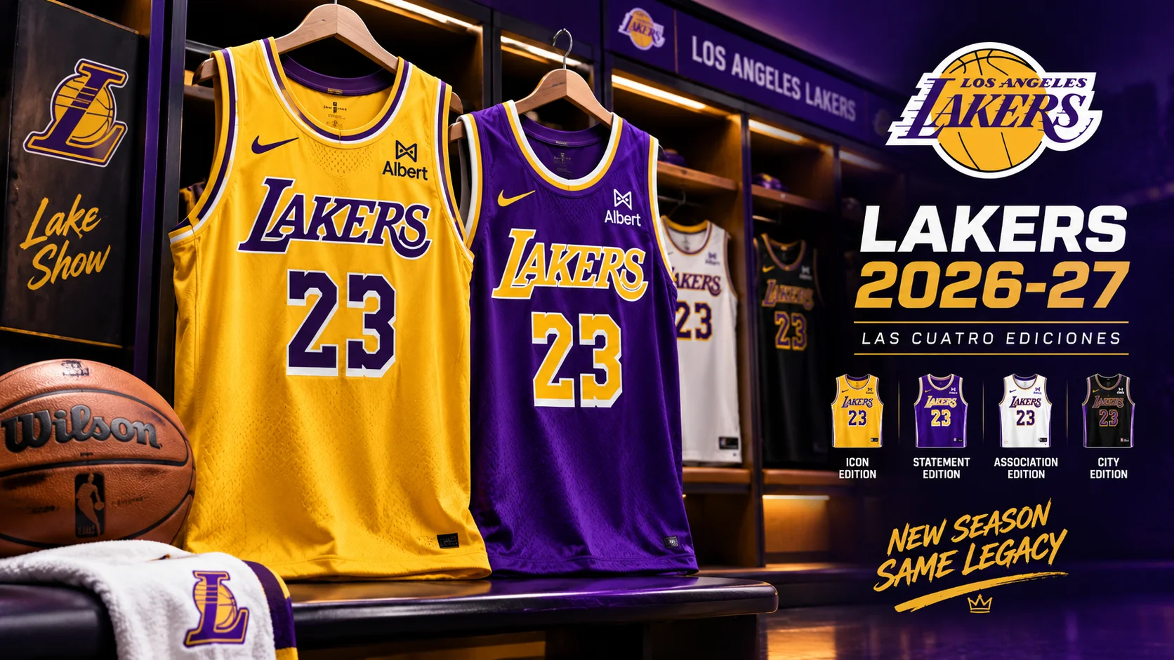 Camisetas Lakers 2026-27: diseños, novedades y nueva era