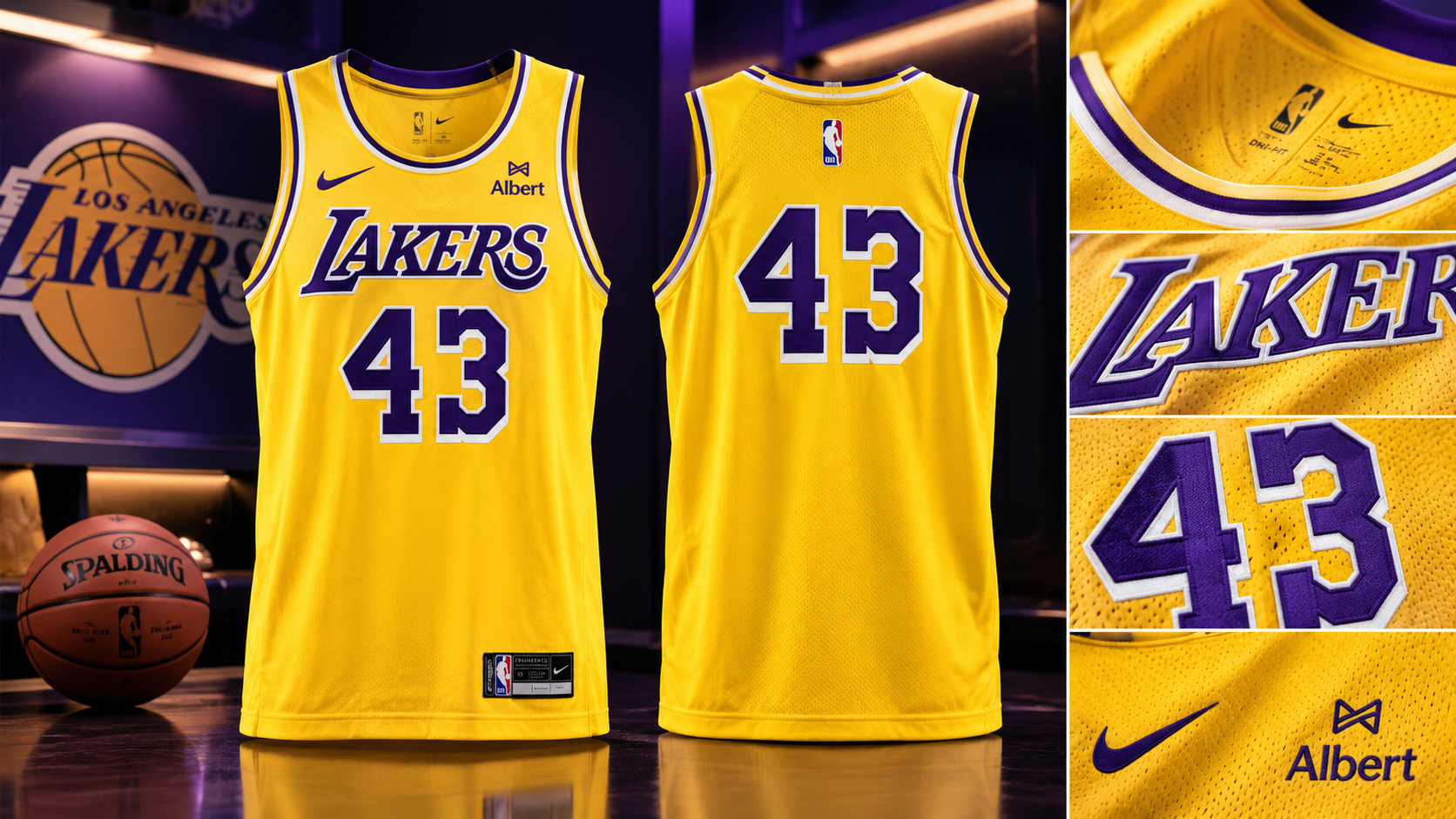 Logo de Albert, nuevo patrocinador de los Lakers en la camiseta 2026-27