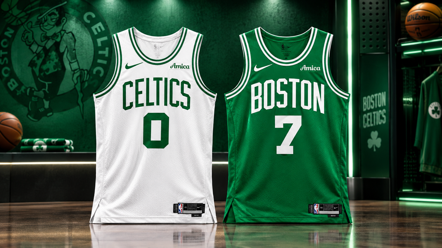 Camiseta Celtics de la temporada 2026-27 con el trébol y los detalles verdes del aniversario