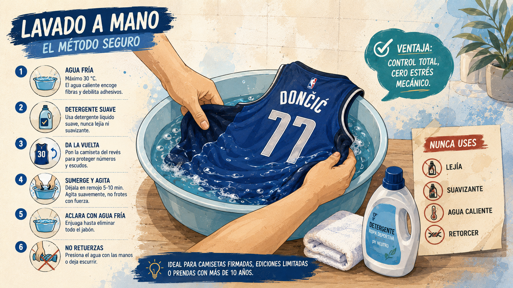 Guía paso a paso para el lavado a mano de camisetas de baloncesto NBA