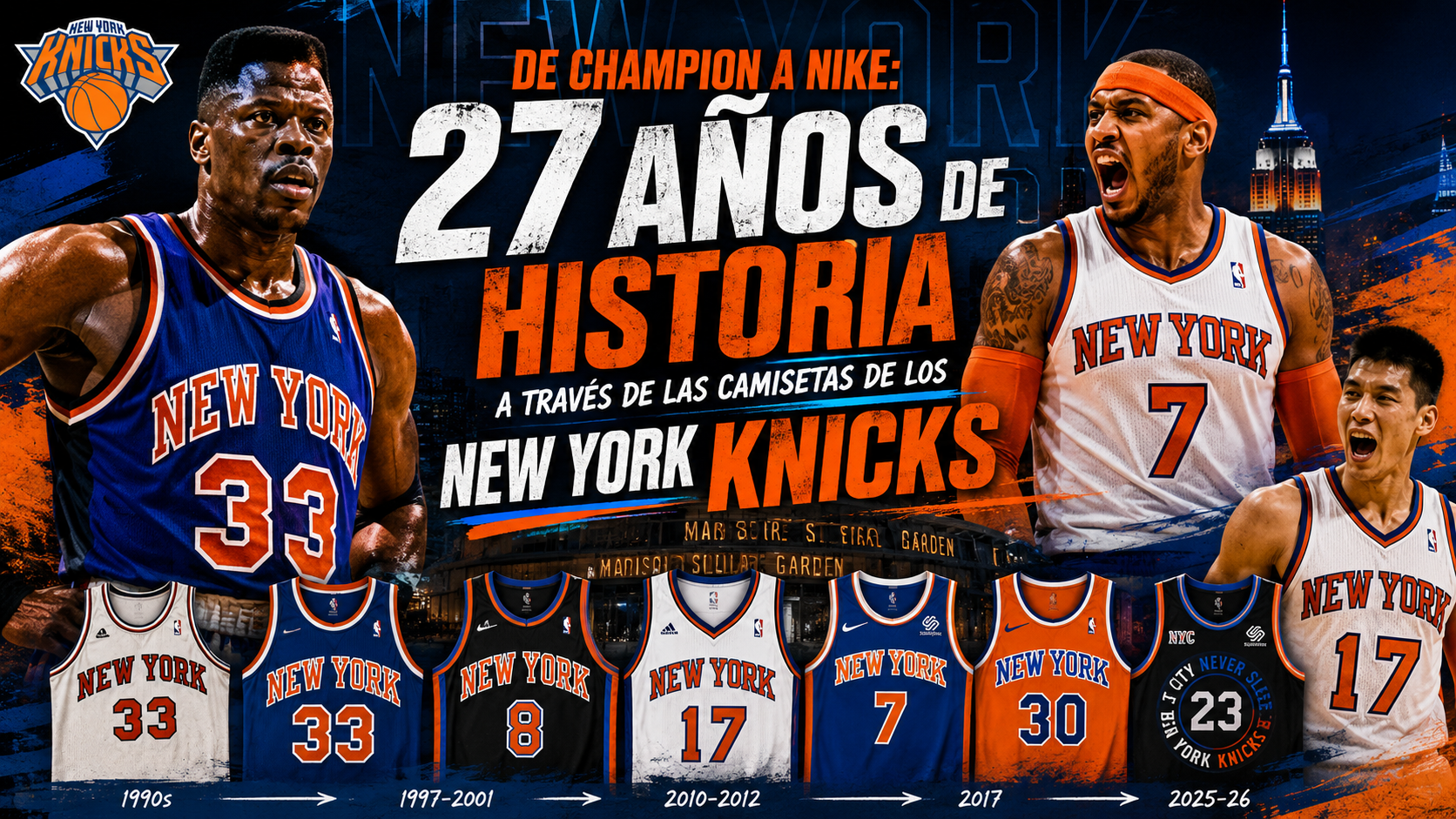 De Champion a Nike: 27 años de las camisetas de los New York Knicks