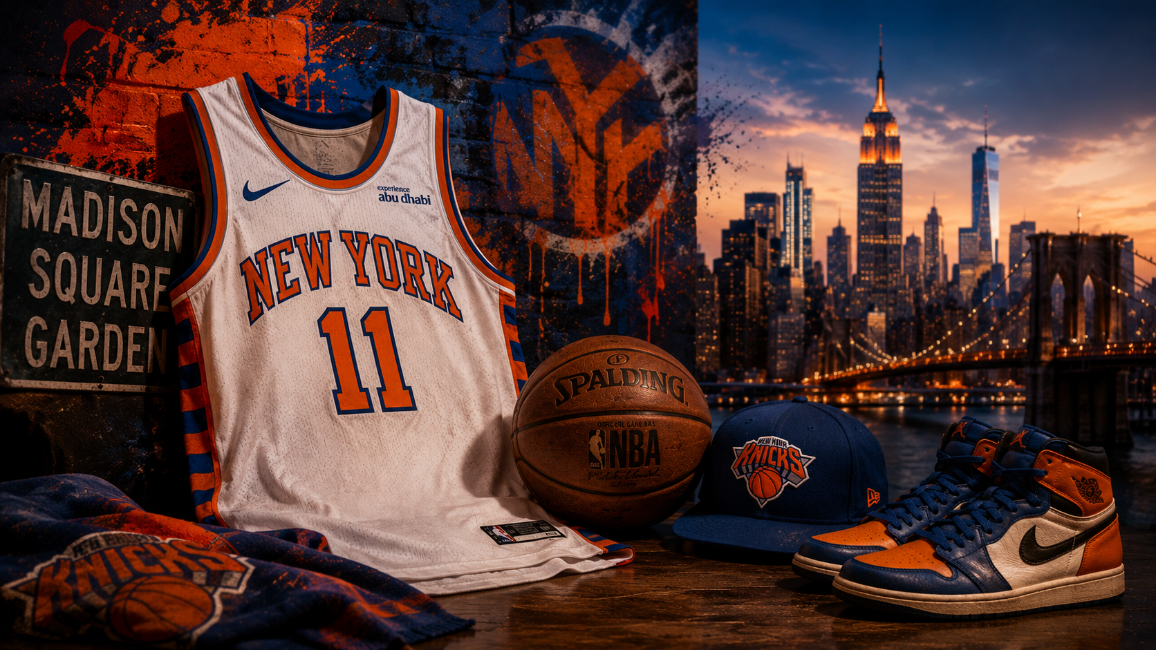 Exhibición de las diferentes camisetas de los Knicks