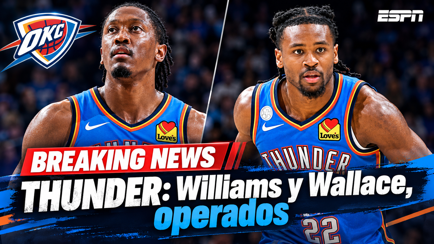 Jalen Williams y Cason Wallace, los dos titulares de Oklahoma City Thunder que estarán fuera de las canchas de forma indefinida
