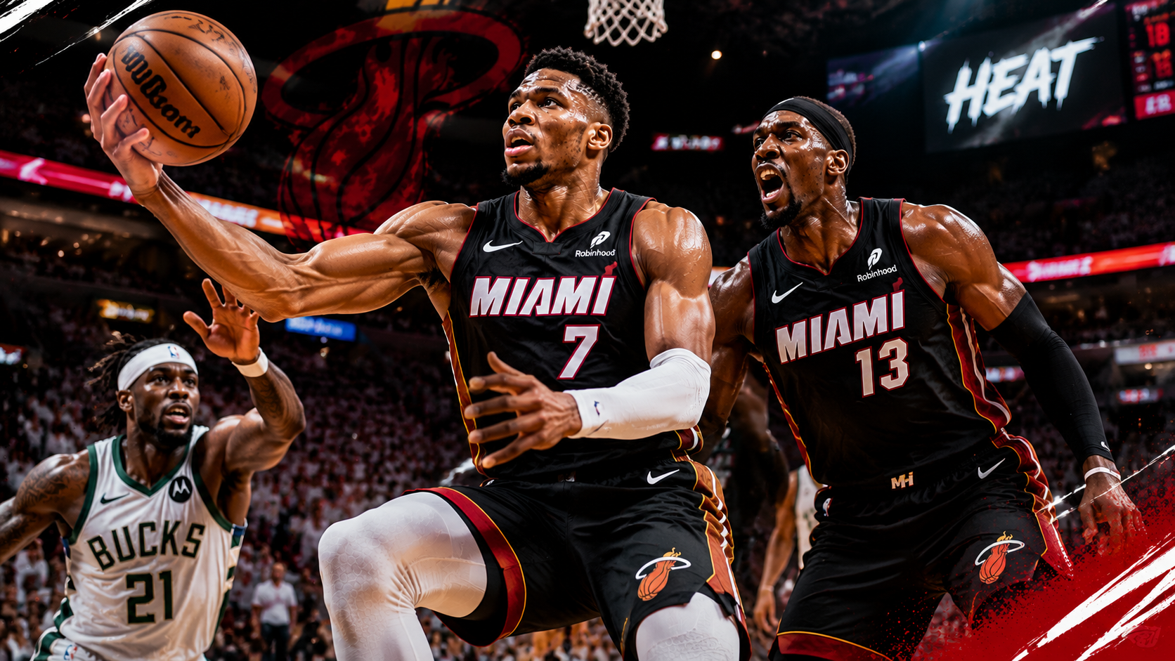 Giannis Antetokounmpo realizando una penetración y bandeja durante un partido de baloncesto