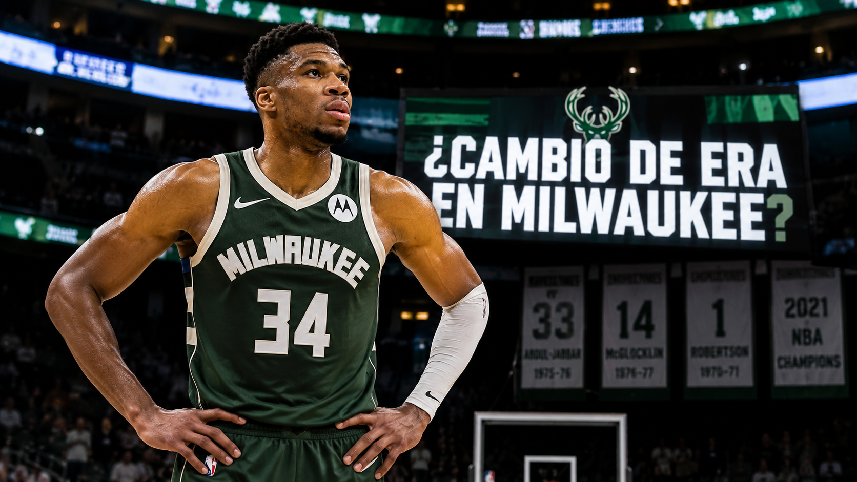 Giannis Antetokounmpo jugando con la camiseta de Milwaukee Bucks