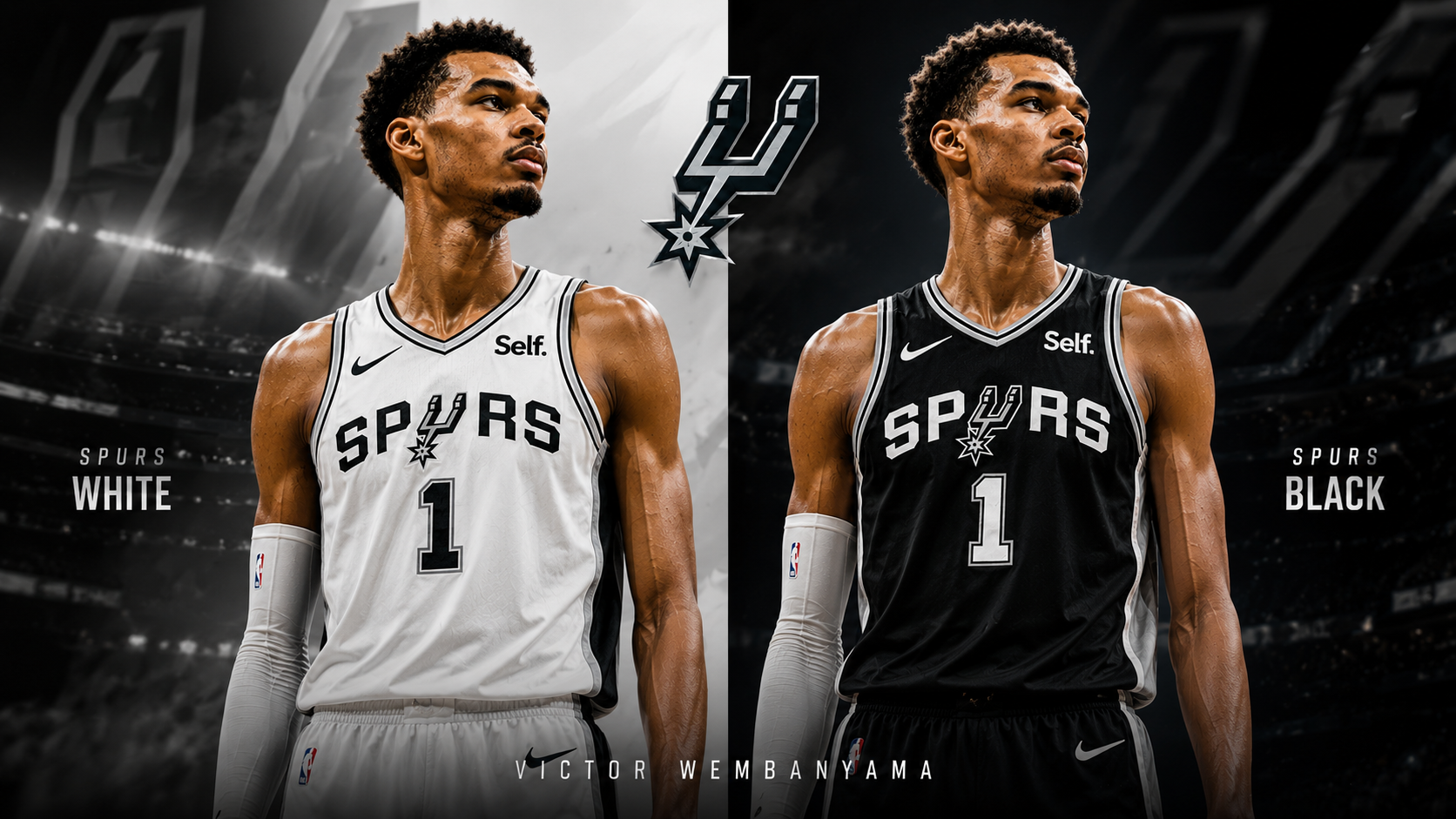 Camisetas blanca y negra oficiales de San Antonio Spurs