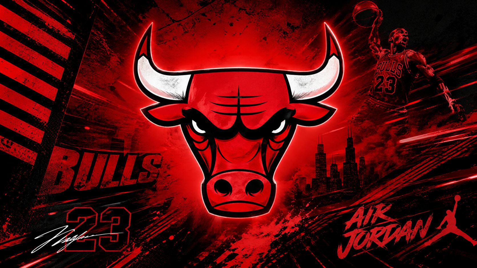 Dominio y fuerza rojo y negro de Chicago Bulls