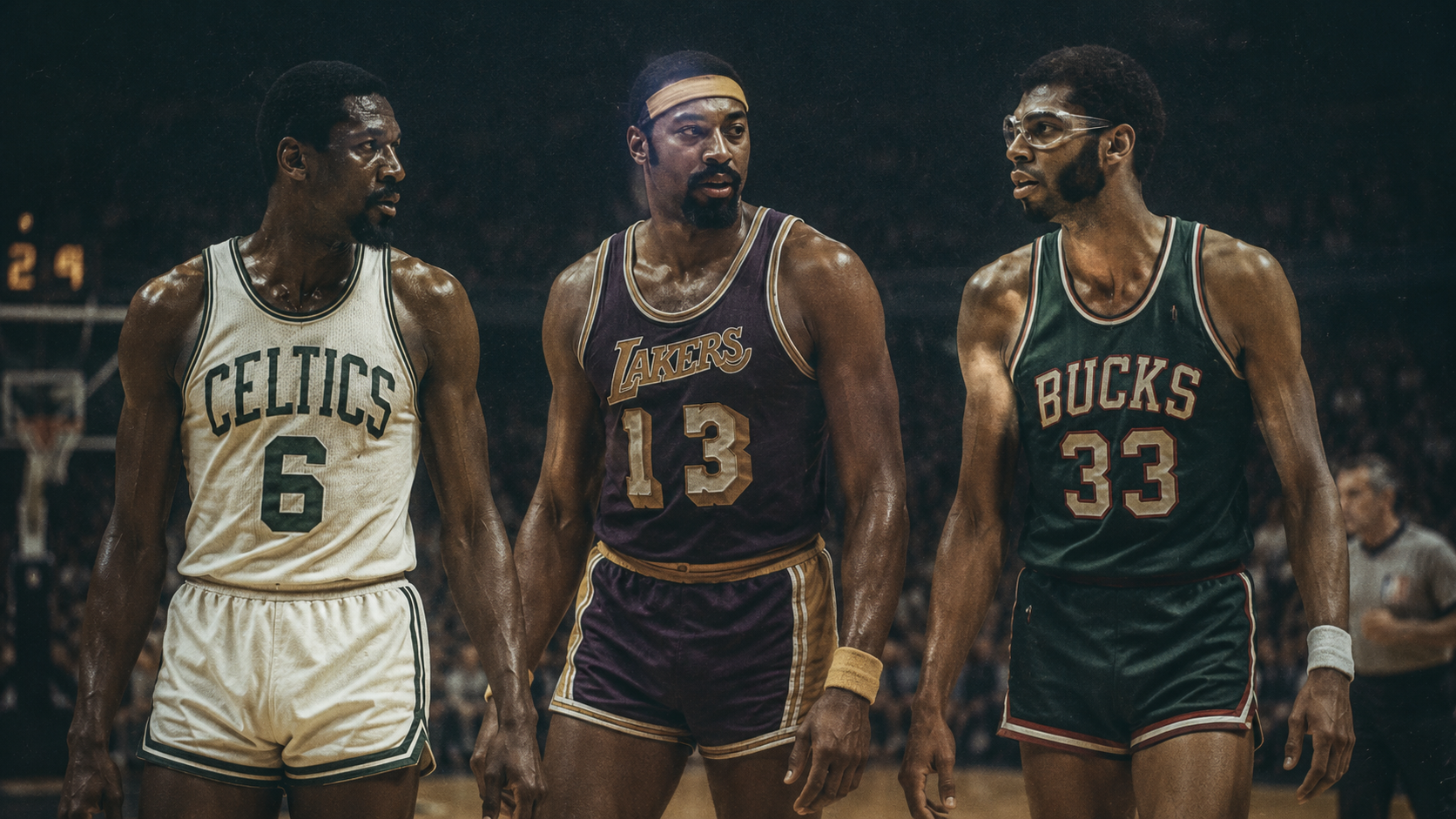 Escena retro de la vieja NBA en blanco y negro