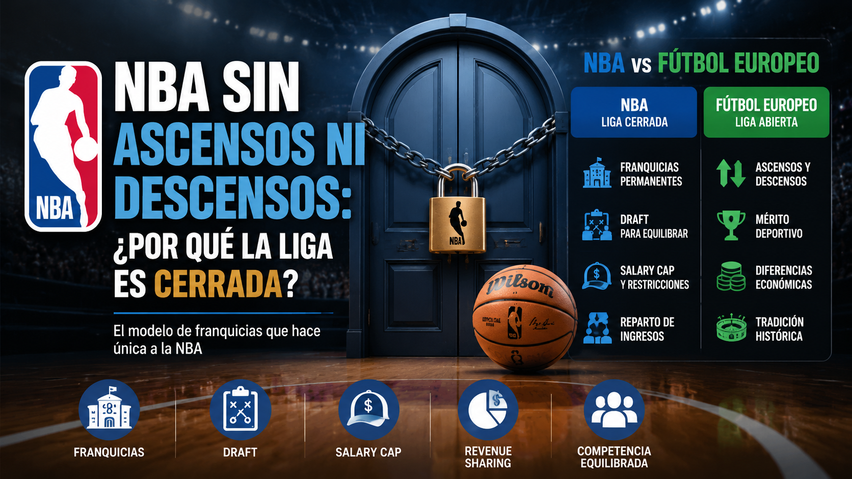 Comparación entre la NBA y el fútbol europeo: liga cerrada vs pirámide abierta