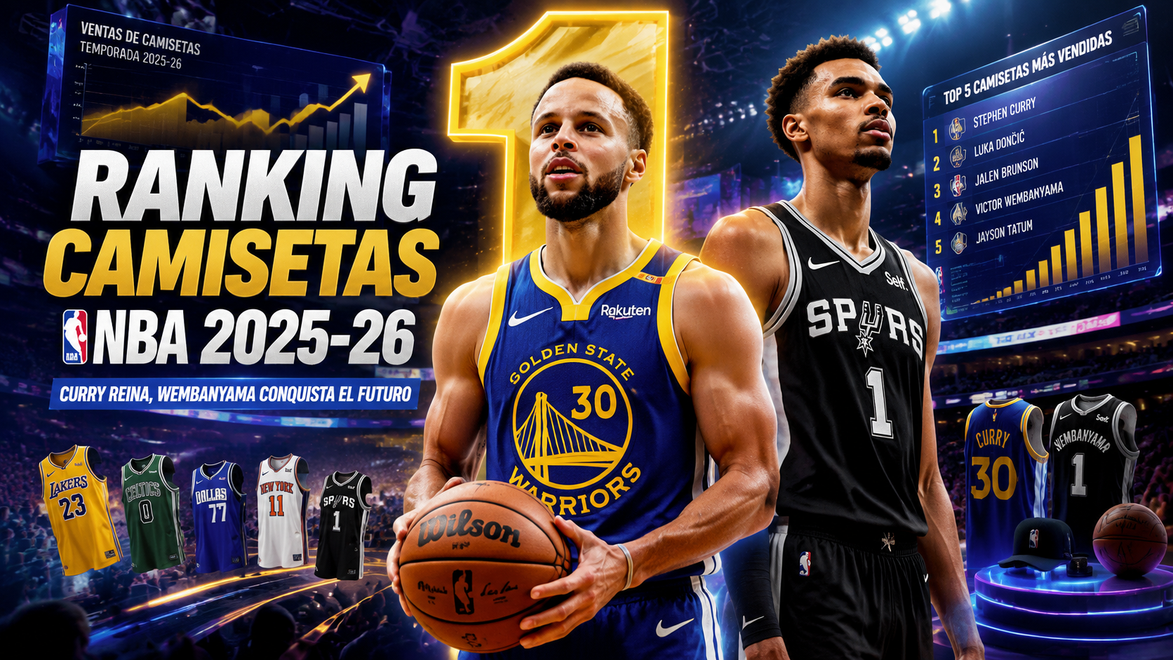 Ranking camisetas NBA 2025-26: Curry y Wembanyama dominan