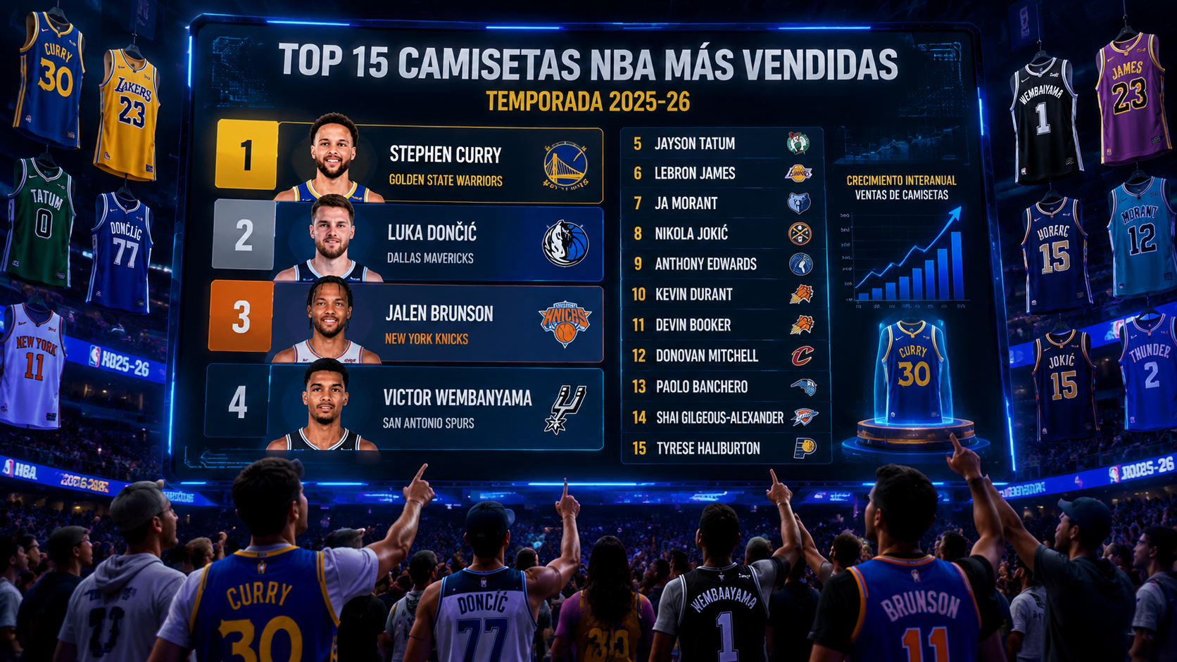 Ranking de camisetas NBA 2025-26: los jugadores más vendidos de la temporada