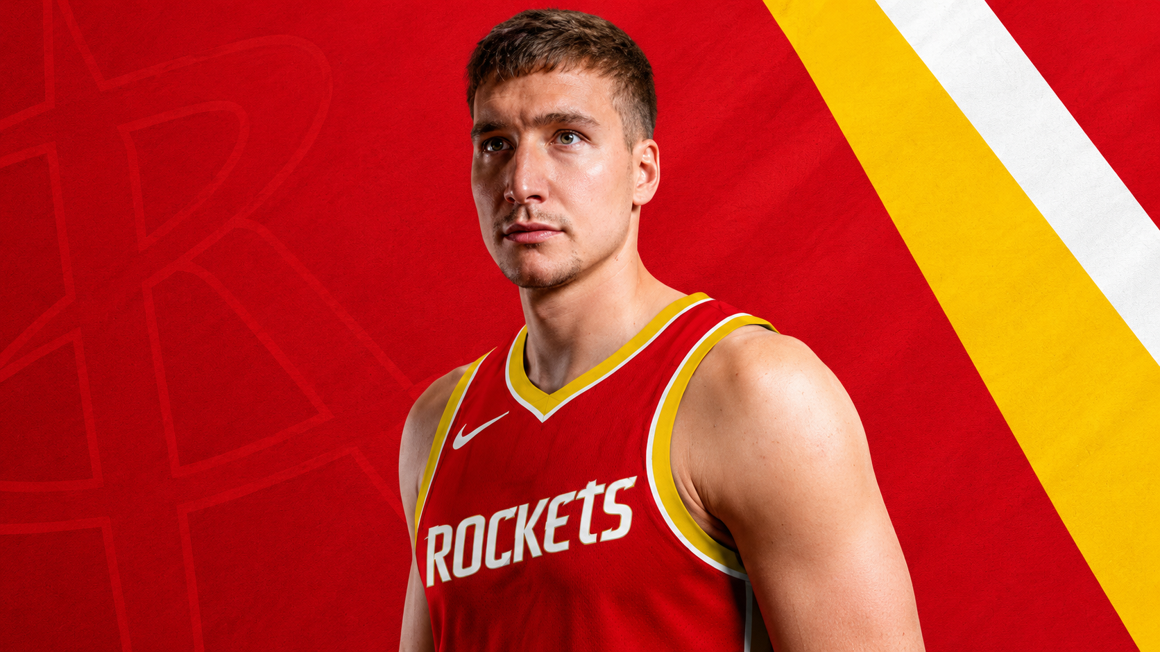 Bogdan Bogdanović anotando un triple con los Houston Rockets en el Toyota Center