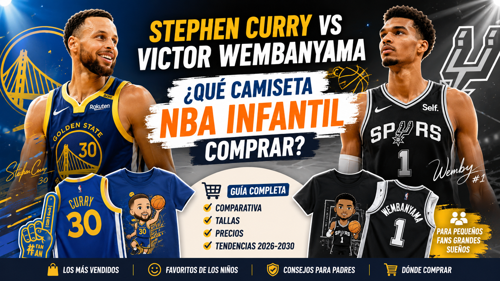 Stephen Curry vs Victor Wembanyama: ¿qué camiseta NBA infantil comprar?