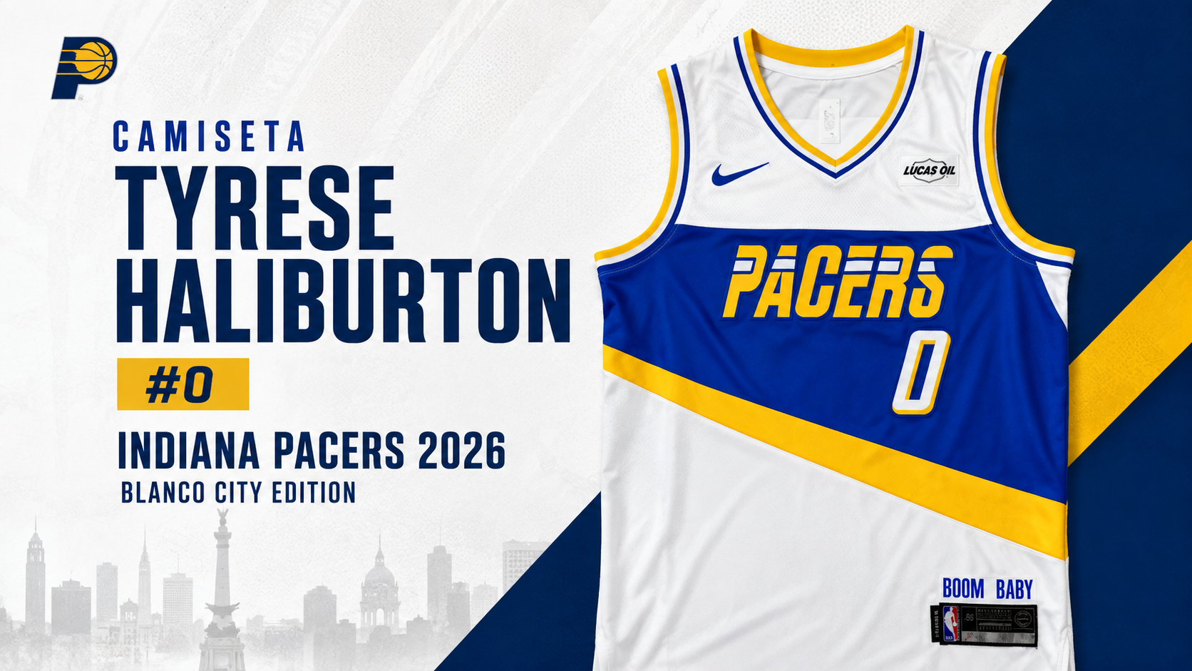Camiseta Tyrese Haliburton #0 Indiana Pacers 2026 Blanco City Edition