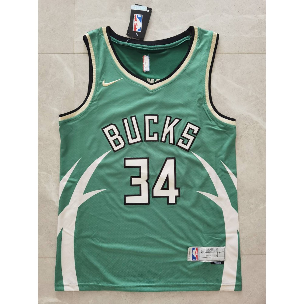 Camiseta Antetokounmpo #34 Milwaukee Bucks Earned Edition Verde Camiseta Antetokounmpo #34 Milwaukee Bucks Earned Edition Verde