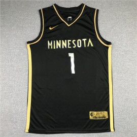 Camiseta Anthony Edwards #1 Minnesota Timberwolves 2021 Oro Negro