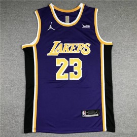Camiseta Lebron James #23 Los Angeles Lakers Jordan Púrpura