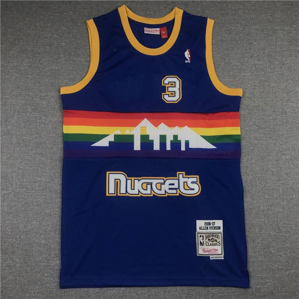 Camiseta Allen Iverson #3 Denver Nuggets Clásico Snow Mountain Edition Azul Camiseta Allen Iverson #3 Denver Nuggets Clásico Snow Mountain Edition Azul