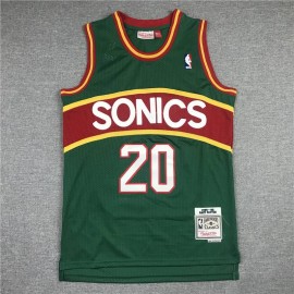 Camiseta Gary Payton #20 Seattle Super Sonics Verde/Rojo