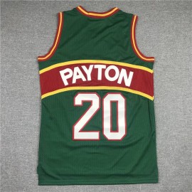 Camiseta Gary Payton #20 Seattle Super Sonics Verde/Rojo