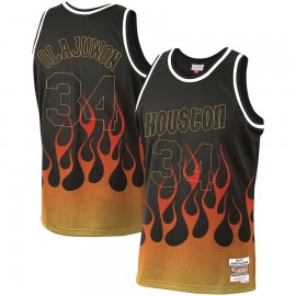 Camiseta Hakeem Abdul Olajuwon #34 Houston Rockets Flame Edición Clásico