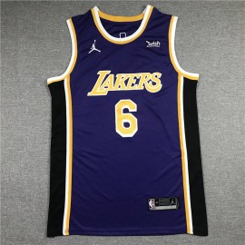 Camiseta LeBron James #6 Los Angeles Lakers Clásico Edición Púrpura