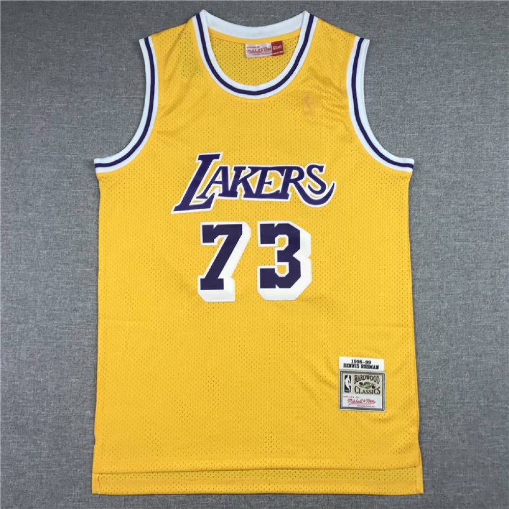 Camiseta Dennis Rodman #73 Los Angeles Lakers Clásico Edición Icon Oro Amarillo