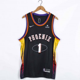 Camiseta Devin Booker #1 Phoenix Suns 2022 Edición 75 Aniversario Negro