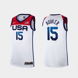 Camiseta Devin Booker #15 USA 2021 Edición Olímpica Blanco