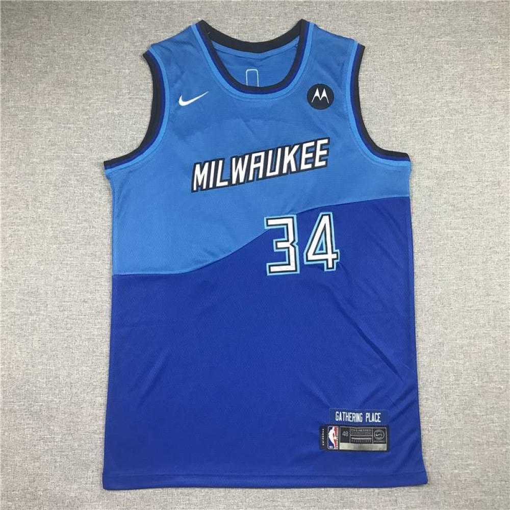 Camiseta Giannis Antetokounmpo #34 Milwaukee Bucks City Edición Icon Nuevo Azul Camiseta Giannis Antetokounmpo #34 Milwaukee Bucks City Edición Icon Nuevo Azul