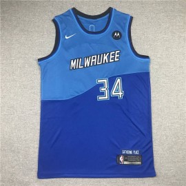 Camiseta Giannis Antetokounmpo #34 Milwaukee Bucks City Edición Icon Nuevo Azul