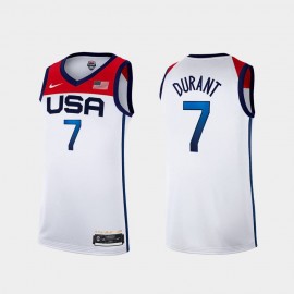 Camiseta Kevin Durant #7 USA 2021 Edición Olímpica Blanco