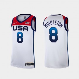 Camiseta Khristian Middleton #8 USA 2021 Edición Olímpica Blanco