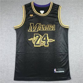 Camiseta Kobe Bryant #24 Los Angeles Lakers Estampado de serpiente Mamba Negro