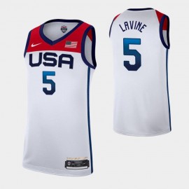 Camiseta Zachary LaVine #5 USA 2021 Edición Olímpica Blanco