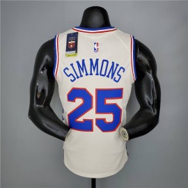 Camiseta Ben Simmons #25 Philadelphia 76ers Earned Edition Beige Camiseta Ben Simmons #25 Philadelphia 76ers Earned Edition Beige