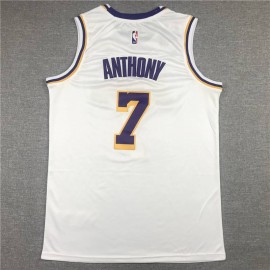 Camiseta Carmelo Anthony #7 Los Angeles Lakers Clásico Edition Cuello Redondo Blanco Camiseta Carmelo Anthony #7 Los Angeles Lakers Clásico Edition Cuello Redondo Blanco