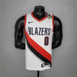 Camiseta Damian Lillard #0 Portland Trail Blazers 2021 Blanco