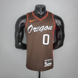 Camiseta Damian Lillard #0 Portland Trail Blazers 2021 City Edition Marrón