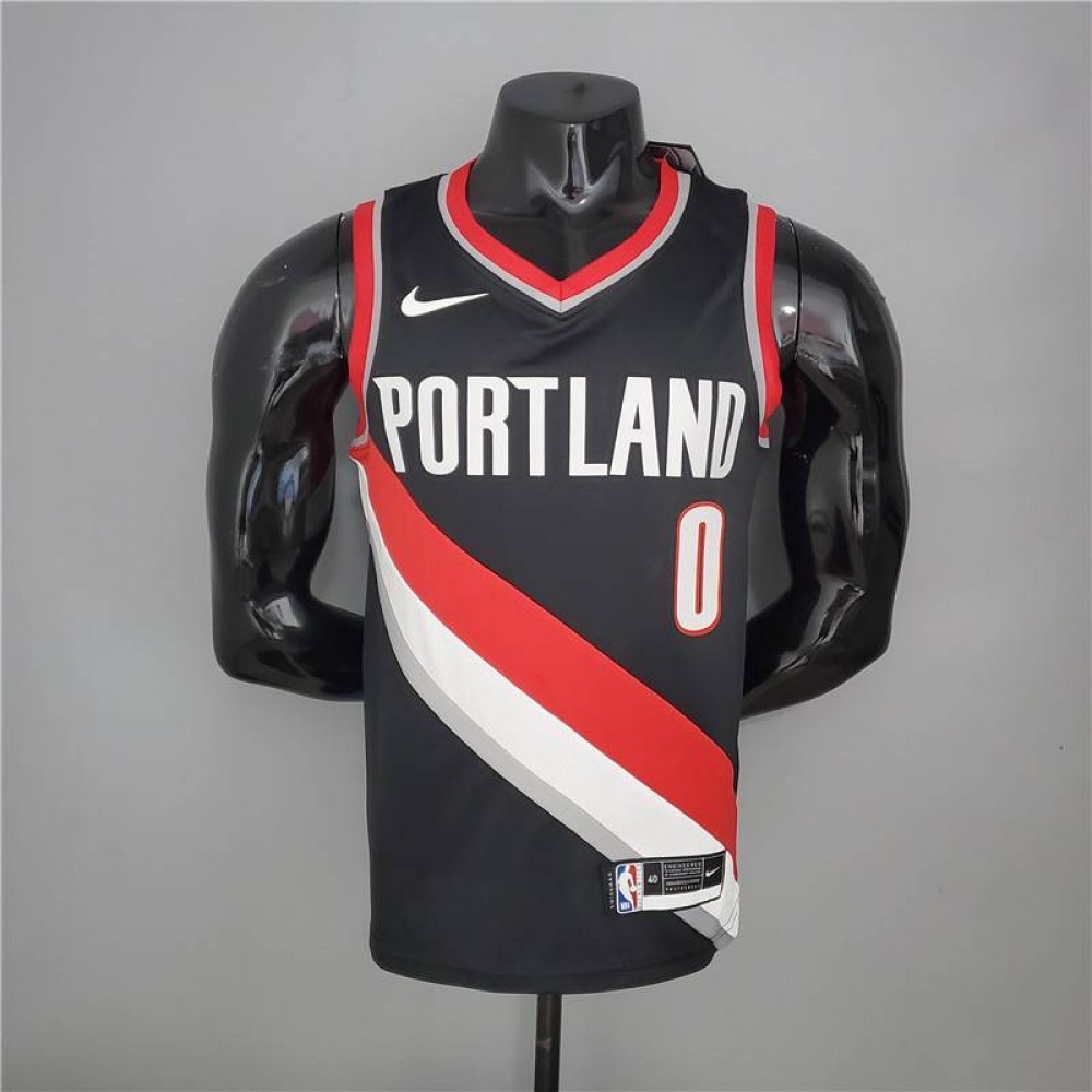 Camiseta Damian Lillard #0 Portland Trail Blazers 2021 Negro