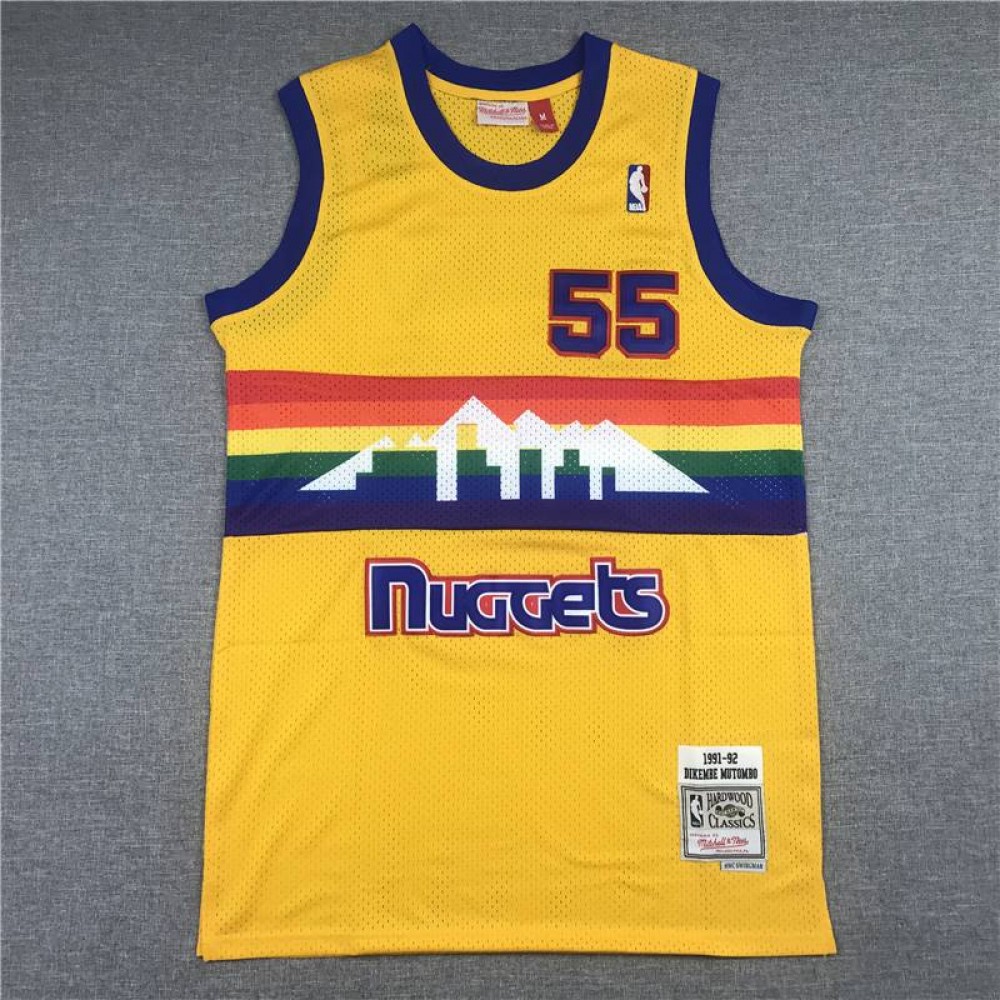 Camiseta Dikembe Mutombo #55 Denver Nuggets Clásico Edition Amarillo Camiseta Dikembe Mutombo #55 Denver Nuggets Clásico Edition Amarillo