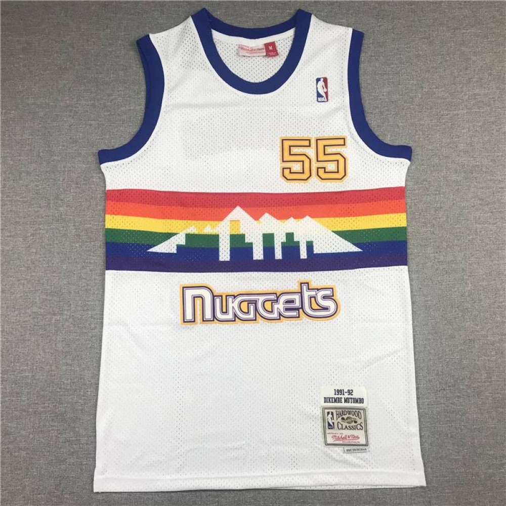 Camiseta Dikembe Mutombo #55 Denver Nuggets Clásico Edition Blanco Camiseta Dikembe Mutombo #55 Denver Nuggets Clásico Edition Blanco