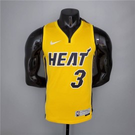 Camiseta Dwyane Wade #3 Miami Heat 2021 Earned Edition Amarillo
