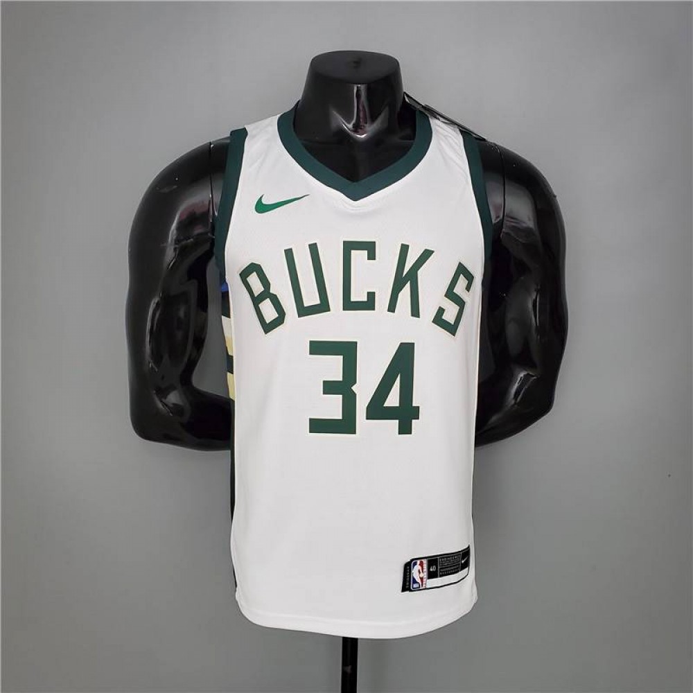 Camiseta Giannis Antetokounmpo #34 Milwaukee Bucks 2021 Blanco
