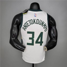 Camiseta Giannis Antetokounmpo #34 Milwaukee Bucks 2021 Blanco