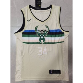 Camiseta Giannis Antetokounmpo #34 Milwaukee Bucks City Edition Beige