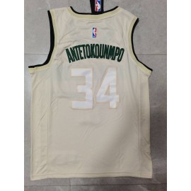 Camiseta Giannis Antetokounmpo #34 Milwaukee Bucks City Edition Beige Camiseta Giannis Antetokounmpo #34 Milwaukee Bucks City Edition Beige